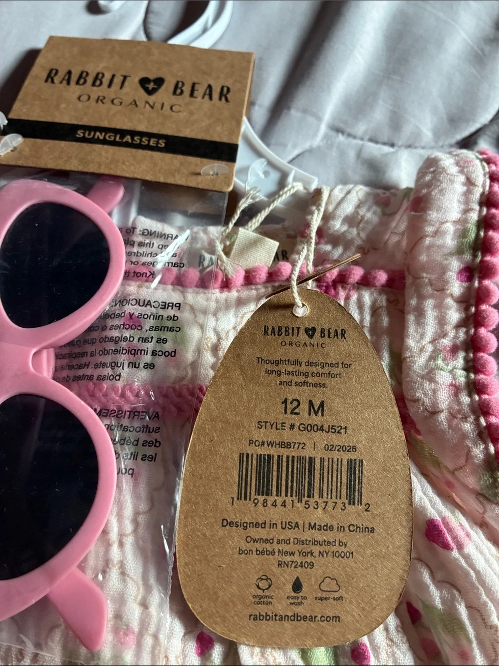 Rabbit & Bear Organic Pink Floral Kids Sunglasses and Play Set